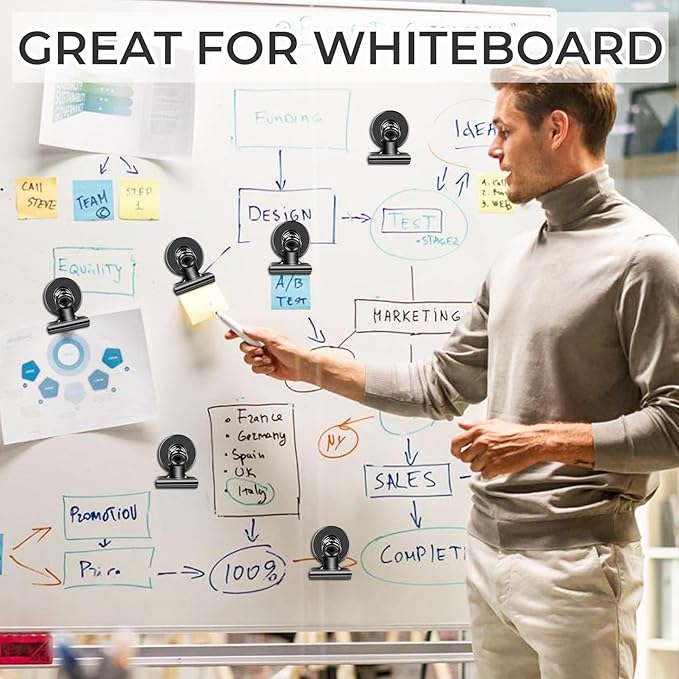 48 Pack Magnetic Clips, Refrigerator Magnets Fridge Magnets, Black Magnet Clips for Whiteboard, Clip Magnets for Photo Displays, Home, Office,Classroom