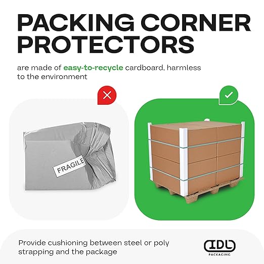 IDL Packaging - CEP-48 Cardboard Edge Protector 2” X 2” X 48”, Pack of 100 – V-Board Reinforced Cardboard Corners for Shipping – White Kraft Cardboard Corners for Packing – Moving Corner Protectors