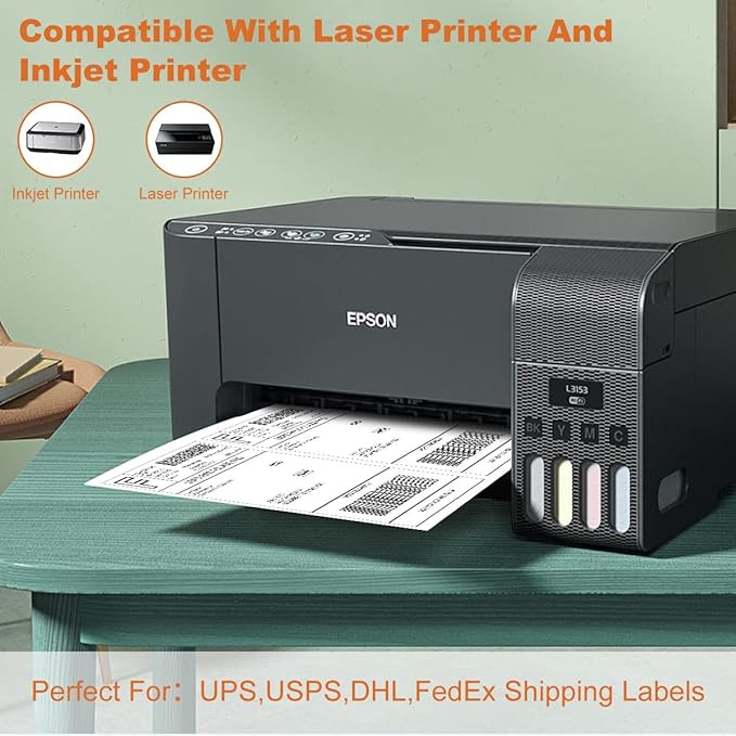 Half Sheet Laser/Ink Jet Shipping Labels UPS FedEx Address Labels (2000 Sheets, 4000 Labels)