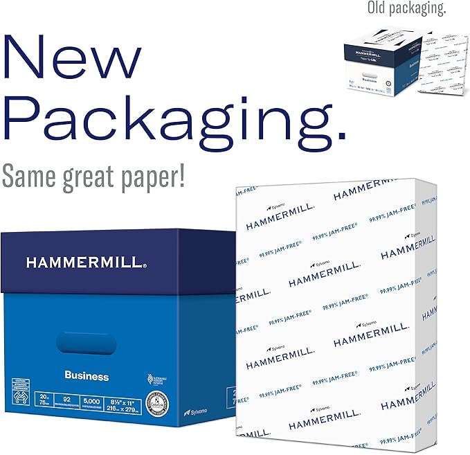 Hammermill Printer Paper, 20 lb Copy Paper, 8.5 x 14 - 10 Ream (5,000 Sheets) - 92 Bright, Made in the USA, 105015C