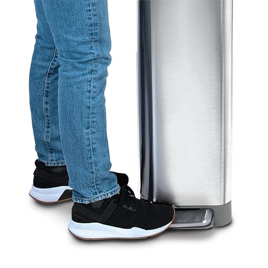 Glad Slim Trash Can with Clorox Odor Protection - Narrow Kitchen Garbage Bin with Soft Close Lid, Step On Foot Pedal and Waste Bag Roll Holder, All Stainless, 45 Liter