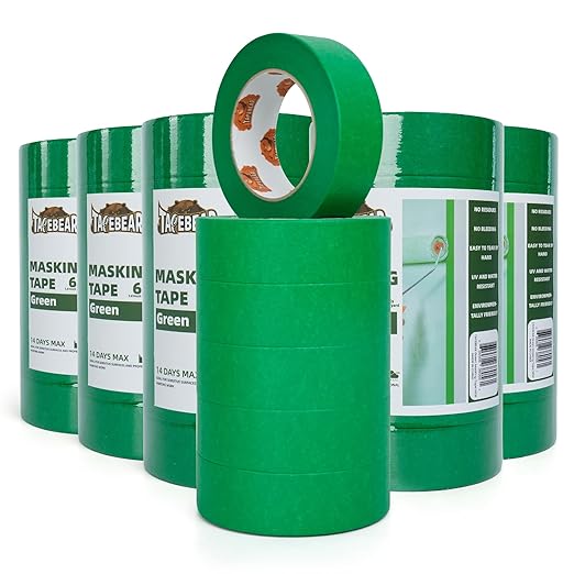 Green Painters Tape Multi-Surface Masking Tape 1.41 inch x 60 Yard, Indoor and Outdoor Painting Tape, Residue Free Easy Removal with Sharp Lines, Paint Tape for Walls, Auto, Home, 36Rolls