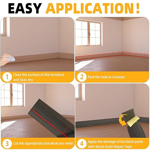 GSCIT Club Wood Grain Repair Tape, 2.4 inch X 50ft Self Adhesive Black Walnut Grain Repair Patch for Tables, Chairs, Baseboards, Doors, Windows, Floors, Handicraft DIY.