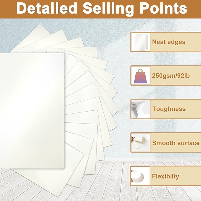 120 Sheets Cream Shimmer Cardstock 8.5 x 11 Off White Paper, 250gsm/92lb Premium Glossy Paper Card Stock for DIY Cards Making, Wedding Invitations, Anniversaries, Business Cards, Menus