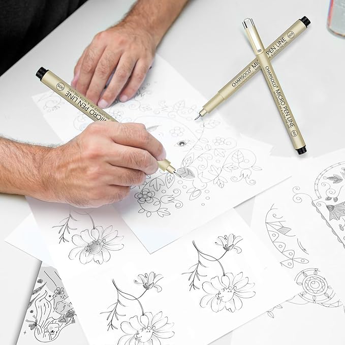 02 Micro Pen, Black Fine Point Pen with Waterproof Archival Ink, 0.28mm Fineliner Ink Pens for Artist Illustration, Sketching, Anime, Manga, Technical Drawing and Scrapbooking