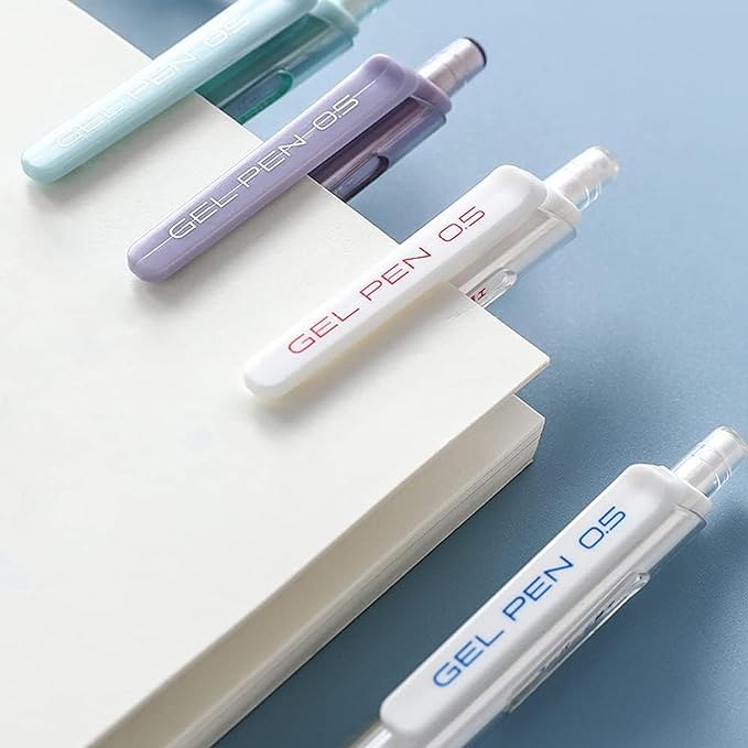 HeTaoCat Retractable Gel Pens, 0.5mm Fine Point, Quick Drying, Writing Drawing, Black ink gel pens, Box of 6 Pens (Multicolor)