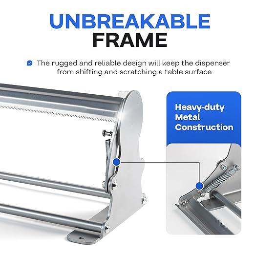 IDL Packaging 36" Kraft Paper Roll Dispenser & Cutter for Rolls up to 36" Wide and 9" in Diameter – Tabletop Reinforced Steel Paper Holder with a Cutter – for Kraft and Butcher Paper