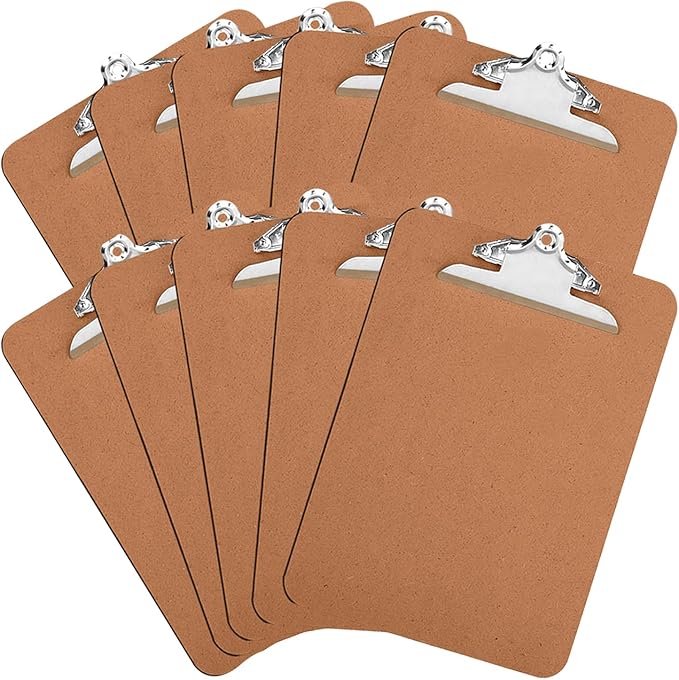 HERKKA 10 Pack Hardboard Office Clipboards - A4 Letter Size, ECO Friendly