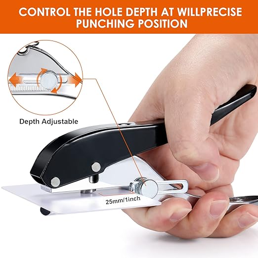 Hole Punch 5/16 inch-8mm Single Hole Punch,Heavy Duty Hole Puncher Single,Paper Punch Portable Hand Held Long Hole Puncher for Paper Cards Plastic Cardboard