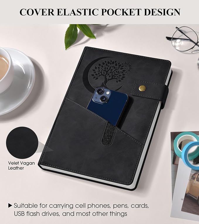 365 Page Thick Lined Journal Notebook for Men Women, A5 Leather Journals for Writing, Hardcover Notebooks for Work, School, Note Taking,Travel, Business,Personal Diary, College Ruled 5.9" x 8.4"