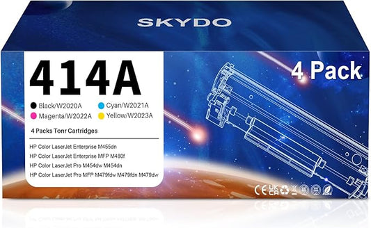 414A Toner Cartridge Compatible Replacement for HP 414A 414X W2020A W2020X Toner Cartridge Work for Color Laser Jet Pro MFP M479fdw M479fdn M454dw M454dn M479 MFP M480f M455dn (4 pack,BK/C/Y/M)