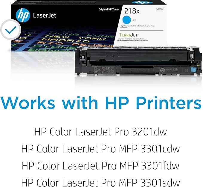 HP 218X Cyan High-Yield Toner Cartridge | Works with Color Laserjet Pro 3201, MFP 3301 Series | W2181X