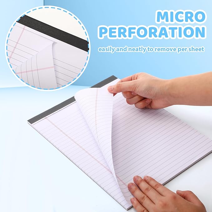 40 Pack Legal Pads Bulk 8.5 x 11 Inch and 5 x 8 Inch Note Pads, 50 Sheet/notepad, Wide Ruled Perforated Writing Notepads for School Students Teachers Office to Do Lists(White)
