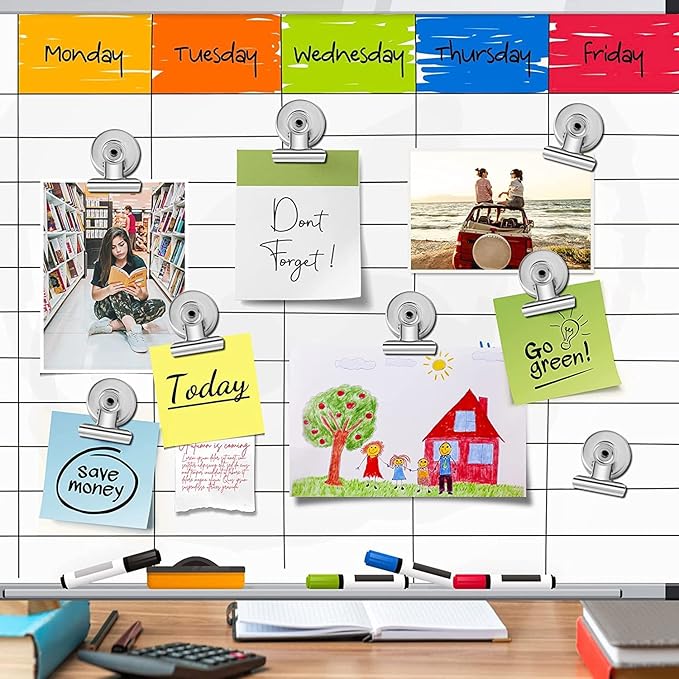 Grtard 24pack Magnetic Clips Heavy Duty, Magnet Clips for Fridge, Refrigerator Magnets, Strong Magnetic Clip,Scratch Free Magnets with Clip for Refrigerator, Whiteboard, Classroom, Locker