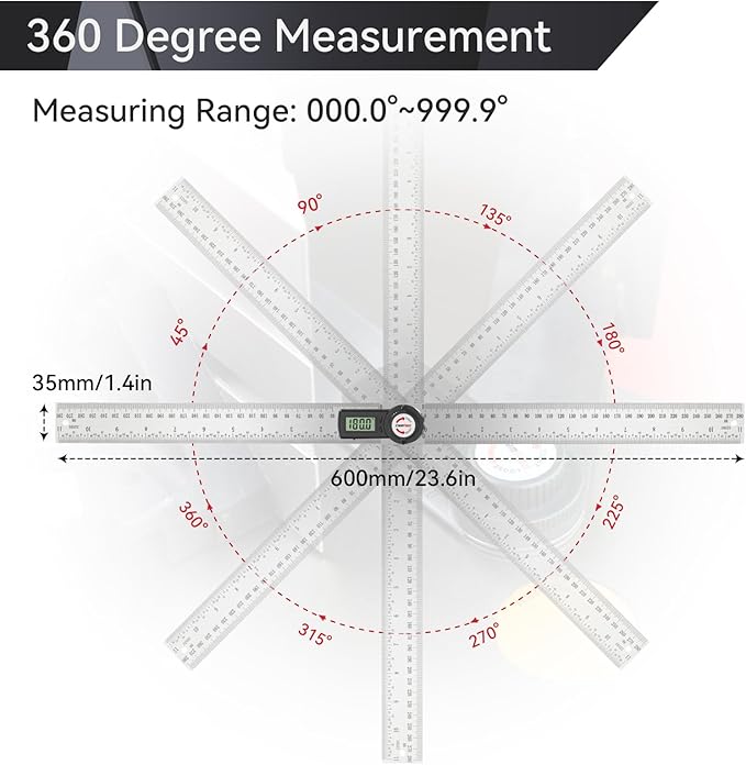 GemRed 82305 Digital Angle Finder Protractor (Stainless steel 300mm)
