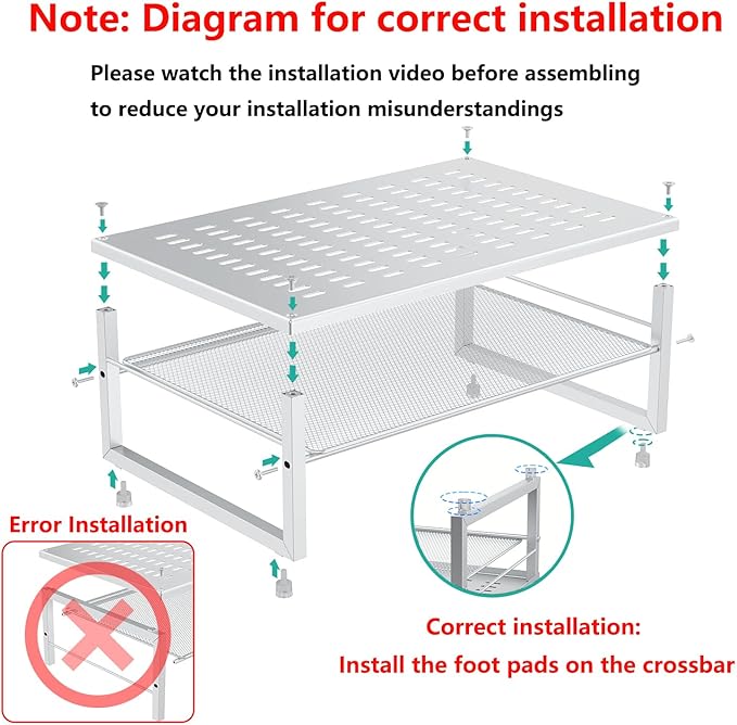 gianotter 2-Tier Metal Monitor Stand Riser, Desk Accessories & Workspace Desk Organizers, Office Desk Storage Organizer for Office Supplies (White)