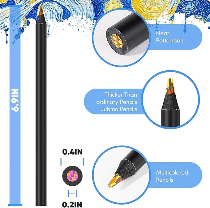 16 Pack Rainbow Pencils, Birthday Party Favor Bags, Art Supplies for Drawing, Coloring, Gifts for 4-12 Year Old Girl Kids, Graduation Gifts for Kids Teens