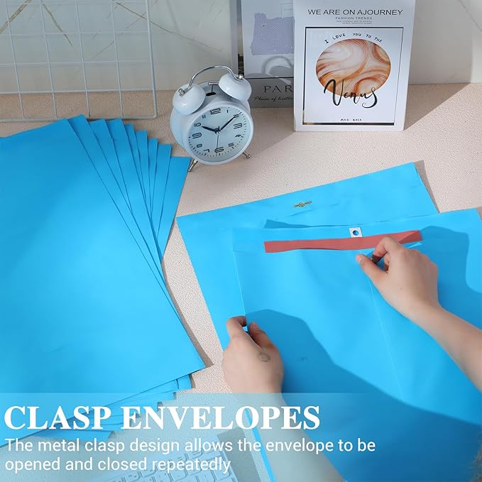 40 Pcs Extra Large Mailing Clasp Envelopes 14 x 18 Inch Jumbo Kraft Catalog Manila Envelope with Clasp Closure for Oversized Big Document Office Home Business School Storing Mailing(Blue)