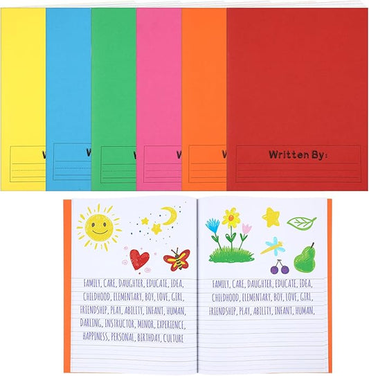 Henoyso 6 Pcs Primary Composition Notebook K-2 9 3/4 x 7 1/2 Inch Primary Journal, Back to School Supplies, Bulk Blank Writing Book for Kid to Write Draw Journal 60 Page Notebooks (Colorful)