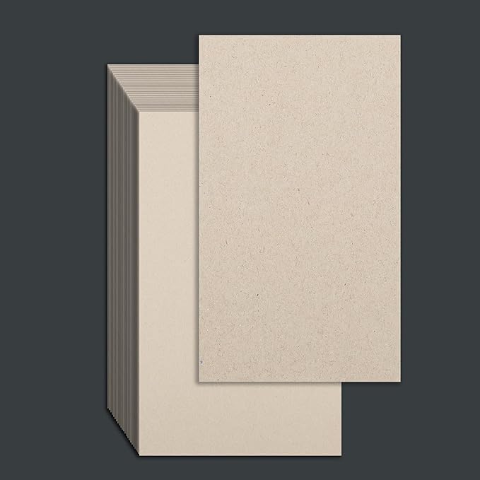 25 Pcs Book Board, Binder Board, Cover Board, Heavy Duty Chipboard for Book Binding, DIY Cardboard (Gray, 3 x 5 Inch 80PT)