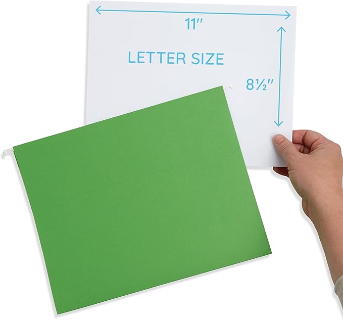 25 Blue Summit Supplies Hanging File Folders 1 inch Expansion, Assorted Colors Hanging File Folders Extra Capacity 1 inch, 11PT Paper, 1 inch Expandable File Folders, 25 Pack