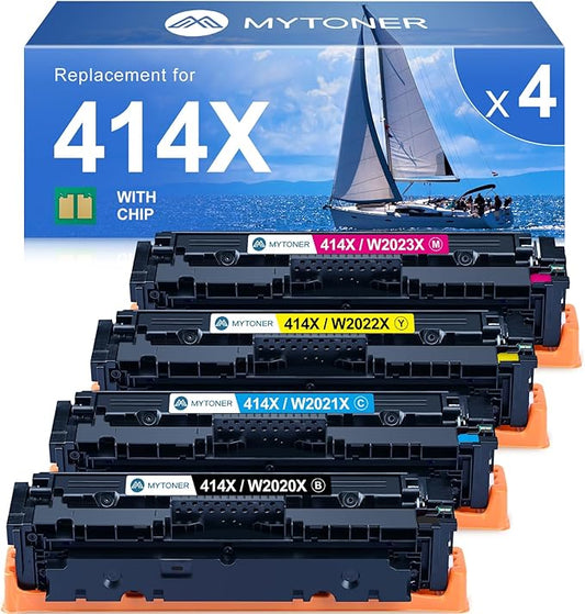 414X Toner Cartridges 4 Pack High Yield MFP M479fdw with Chip Compatible Replacement for HP 414X 414A for Color Laserjet Pro MFP M479fdw M479fdn M479dw M454dw M454dn M479 Printer Ink W2020X W2020A
