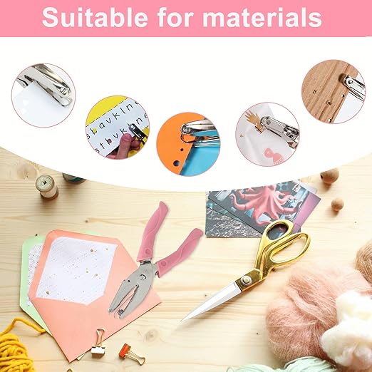 Handheld Hole Paper Punch Kit, Heart and Star Hole Punch, 1/4 Inch Metal Single Hole Puncher with Soft Grip Handle for DIY Craft, Scrapbooking, Tags, Paper Projects