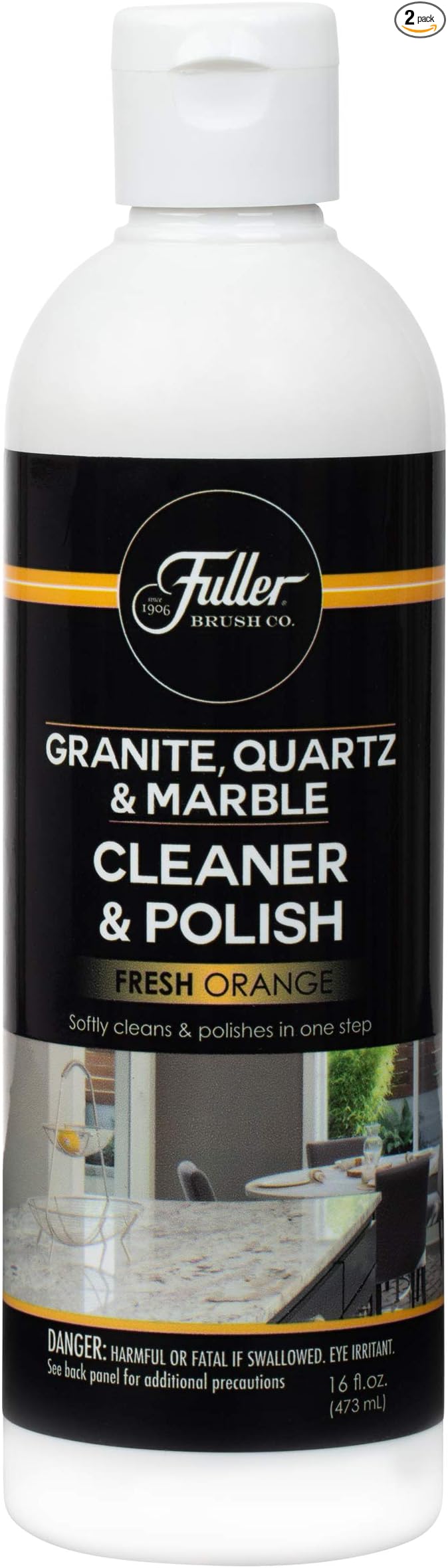 Fuller Brush Countertop Cleaner & Polish - Multi Surface Cleaner - Cleans, Polishes and Protects Granite Quartz Marble Glass Laminates Metal and Other Surfaces Refreshing Orange Scent Removes Odor (2 Pack)
