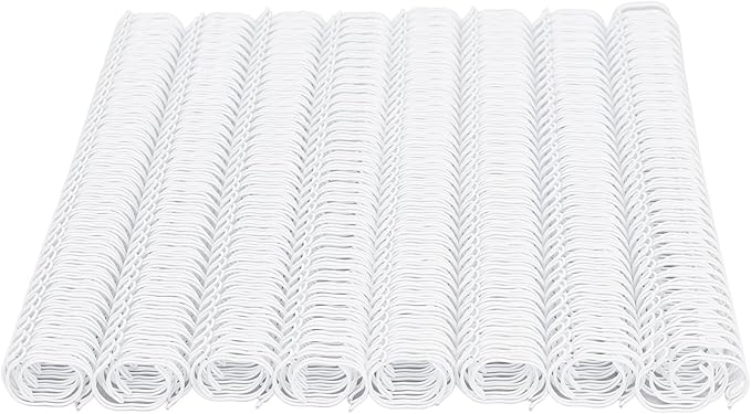 3 to 1 Pitch Twin Loop Wire Binding Spines, 3/8 Inch Book Binder Combs, 100 Pack Spiral Binding Coils for Booking Binder Machine, Students and Coworkers (60 Sheet Capacity, White)