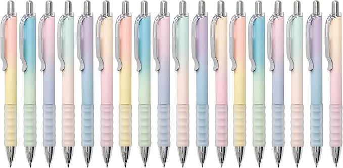 Gel Pens Fine Point 0.7mm Black Ink Gel Pen Retractable Cute Pens for Smooth Writing School Office Supplies, Pack of 18