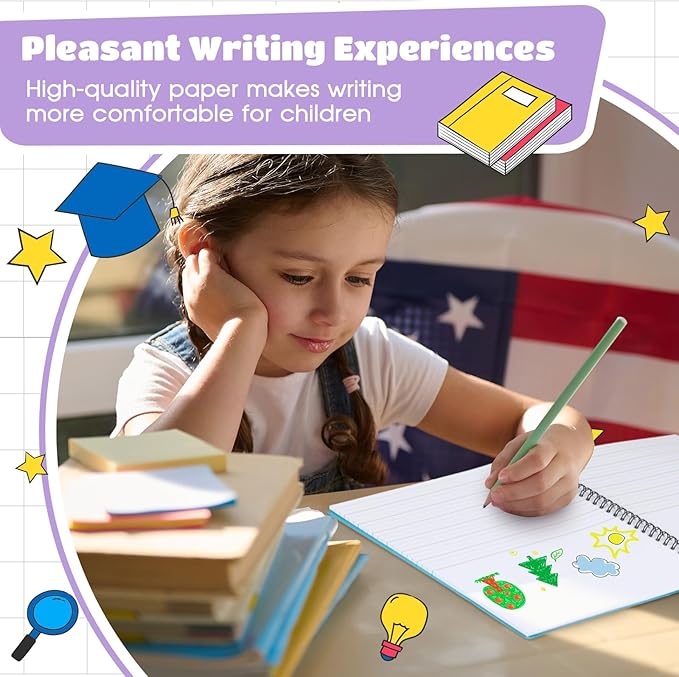 Henoyso 20 Pcs 100/50 Sheets Primary Composition Notebook K-2 Bulk Spiral Primary Journal Drawing Handwriting Practice for Kids Kindergarten 1st 2nd Back to School Supplies (Pastel Color,50 Sheets)