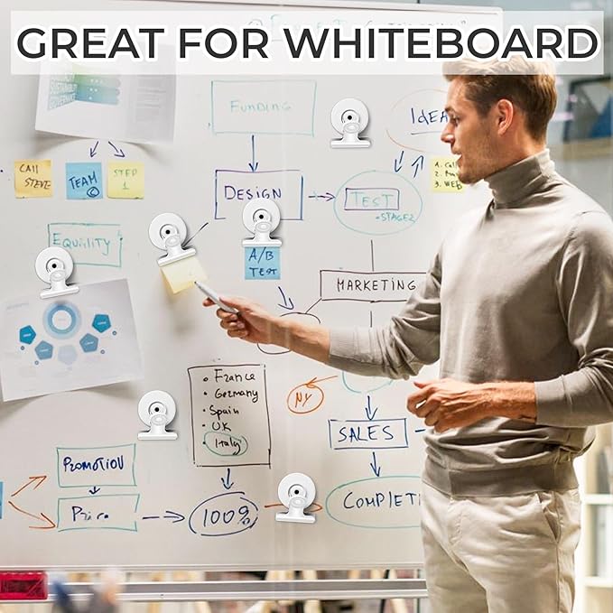 20 Pack Refrigerator Magnets, White Magnetic Clips Whiteboard Magnets, Magnet Clips Heavy Duty Fridge Magnets for Photo Displays, Home, Office, Classroom