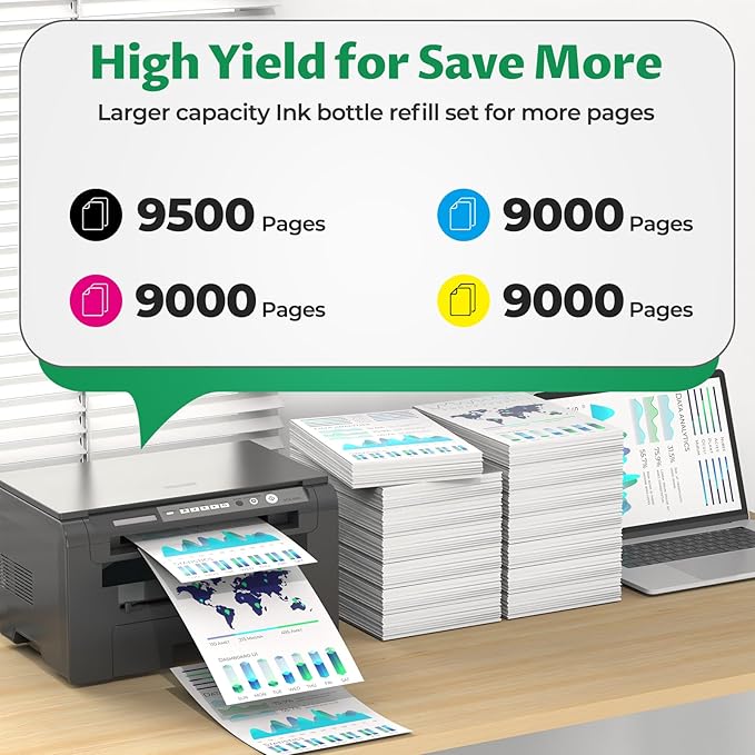 31 32XL Ink Bottle Set Compatible for Smart Tank 5101 7602 6001, Compatible for HP 31 Ink 32XL Black Ink Bottle for Smart Tank 5000 5102 7301 7001 Plus 651 570 551 455 457 450 All-in-One Printer