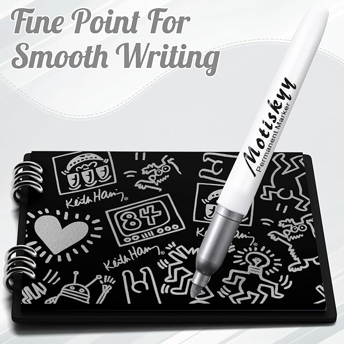 180 Pcs Metallic Permanent Markers Bulk Fine Point Metallic Markers Pens for Fabric, Black Paper, Cards, Scrapbook, Wood, Plastic, Canvas, Mugs, DIY Art Crafts, Etc (Silver)