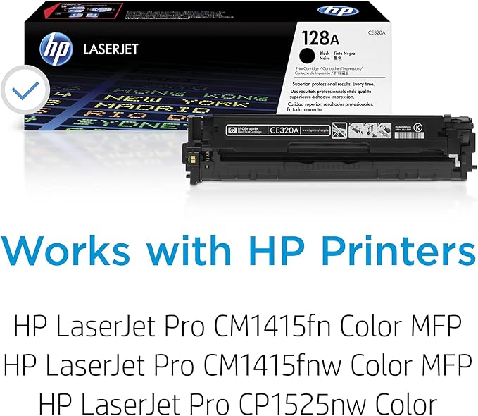 HP 128A Black Toner Cartridge | Works with HP LaserJet Pro CM1415 Color, CP1525 Color Series | CE320A