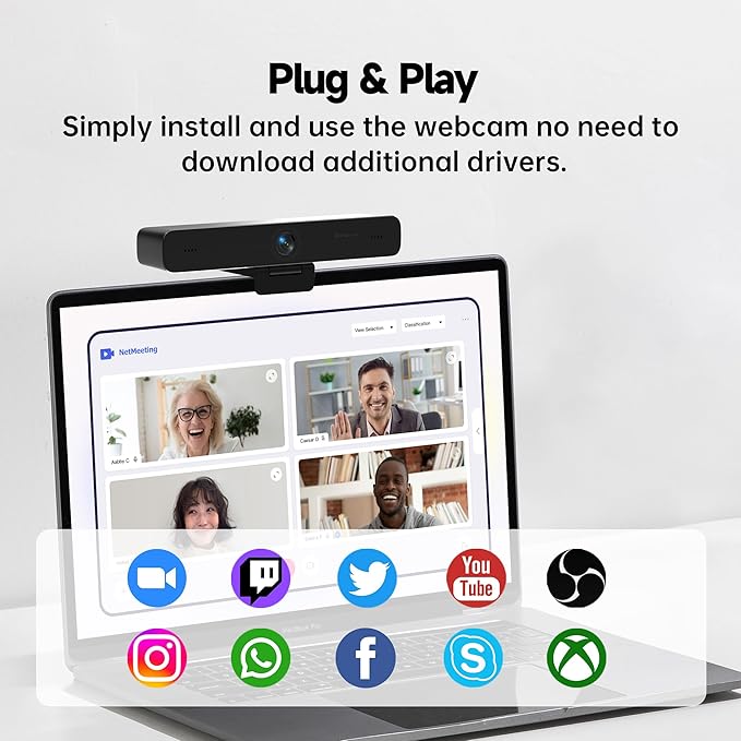 HORION 4K Webcam with Microphone, Auto Framing Camera for PC, 10X EPTZ Zoom, Plug & Play USB 3.0,Video with Dual AI Noise-Canceling Mic, for Video Conference, Streaming, PC/Mac/Linux, HC-5M