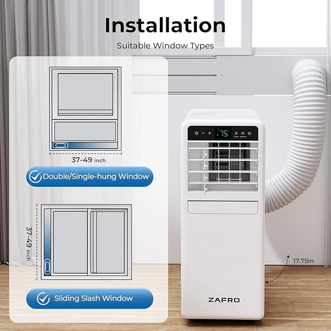 12,000 BTU Portable Air Conditioner, 3-IN-1 Smart AC Unit with Fan/Dehumidifier/Drainage-free Cooling, APP/Voice/Remote/Touch, 47 dB, Sleep Mode, Window Installation Kit, 24H Timer for Home/Office