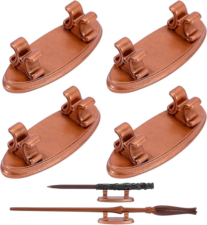 4PCS Resin Pen Holders Wizard Magic Wand Display Stands Mini Holders for Pencil Desk Decor Collection, 2.8'' L×1.1'' W× 0.9'' H, Rosegold