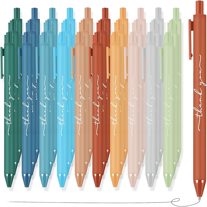 30pcs Thank You Pens Bulk Cute Multicolor Ballpoint Pen for Men Women Server Accessories Employee Holiday Appreciation Gifts for Teacher Office Back to School Party Favor (Morandi)