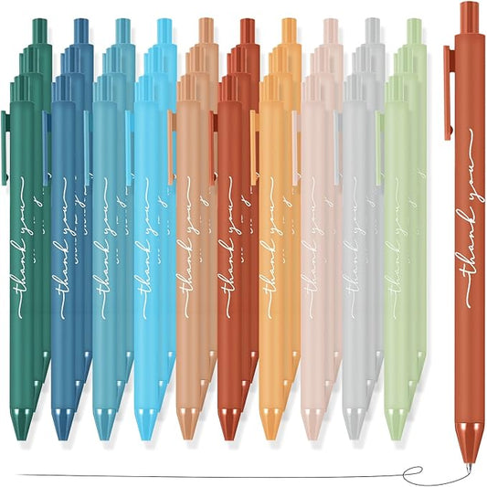 200pcs Thank You Pens Bulk Cute Multicolor Ballpoint Pen for Men Women Server Accessories Employee Holiday Appreciation Gifts for Teacher Office Back to School Party Favor (Morandi)
