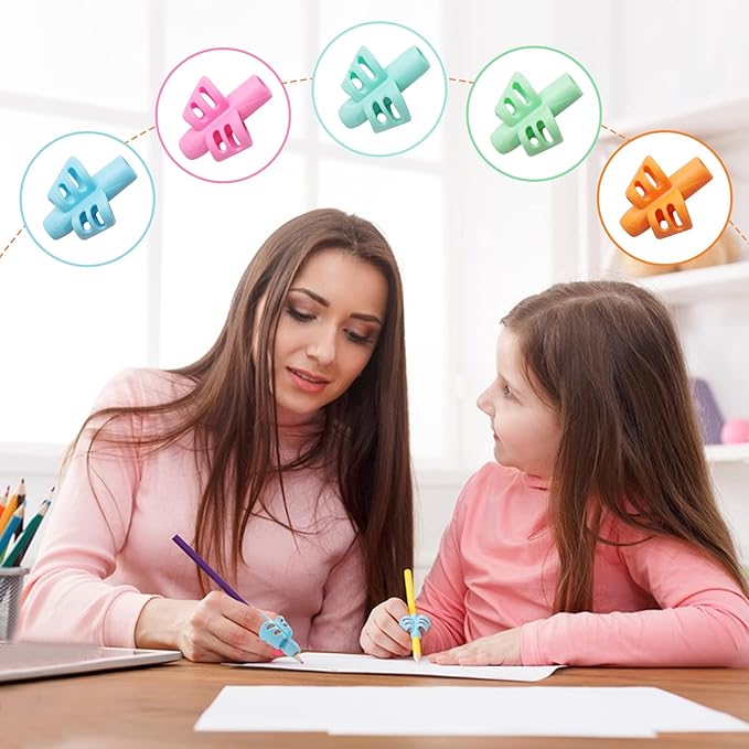 20 Pcs Pencil Grips for Kids Handwriting Ergonomic Training Pencil Holder Writing Tool for Toddlers, Preschoolers, Children Special Needs Colorful School Supplies(2 Fingers)