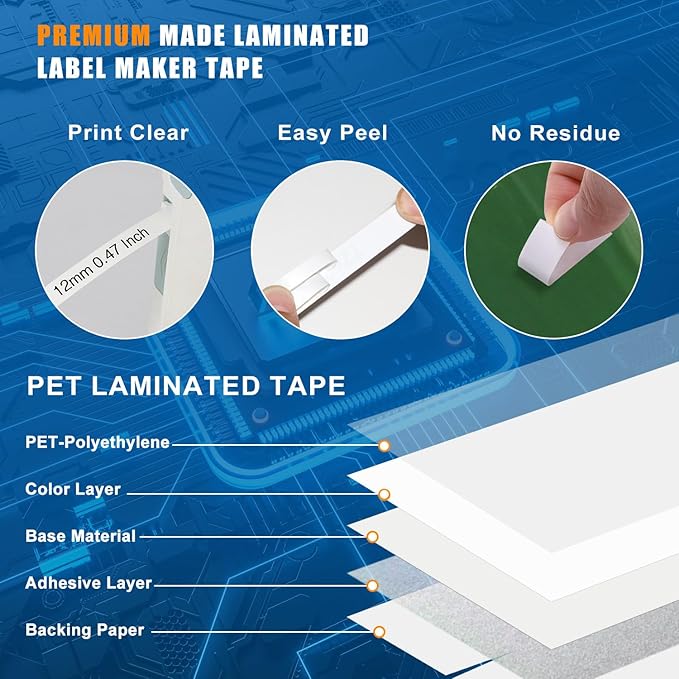30-Pack Replacement for Brother P-Touch Label Tape TZe-231 TZ-231 TZe TZ Tape Laminated White Label Maker Tape Compatible with Brother Label Maker PT-D200 PT-D210 PTH100 PT-D400, 1/2" x 26.2'
