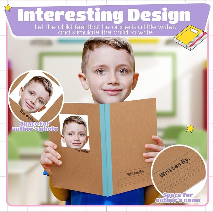 Henoyso 40 Pcs Primary Composition Notebook 9 3/4 x 7 1/2 Inch Kids Journal, Back to School Supplies, K-2 Primary Writing Notebook for Kids Student Draw and Write Story Journal (Colorful Macaron)