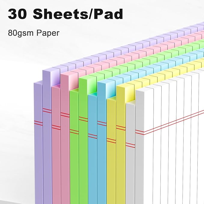 12pcs Small Legal Pads 5x8 Colored Note Pads Paper College Ruled Notepad Clear Print Writing Pads 5 x 8 Legal Pads Perforated Narrow Ruled Pads of Paper (Multicolor)
