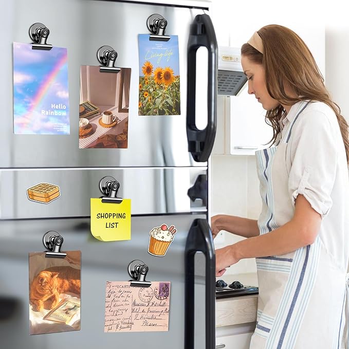 48 Pack Magnetic Clips, Refrigerator Magnets Fridge Magnets, Black Magnet Clips for Whiteboard, Clip Magnets for Photo Displays, Home, Office,Classroom
