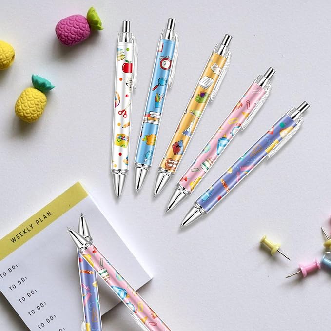 30 PCS Back to School Pens Welcome Back to School Ballpoint Pens First Day of School Party Favors with 1mm Black Ink Replaceable Ballpoint Pen Refill for Classroom Rewards