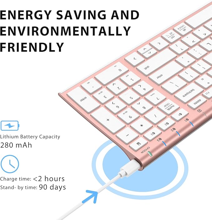 iClever BK10 Bluetooth Keyboard, Universal Bluetooth 5.1 Wireless Keyboard with Number Pad, Ergonomic Design, Multi-Device Compatibility, Stable Connection for Mac, iPad, iPhone, Android, Windows