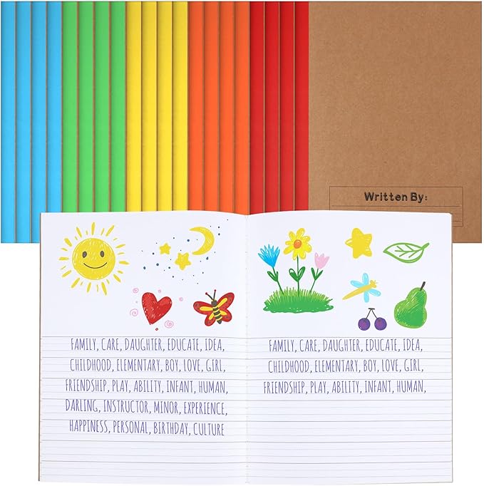 Henoyso 20 Pcs Primary Composition Notebook 9 3/4 x 7 1/2 Inch Kids Journal, Back to School Supplies, K-2 Primary Writing Notebook for Kids Student Draw and Write Story Journal (Bright Color)