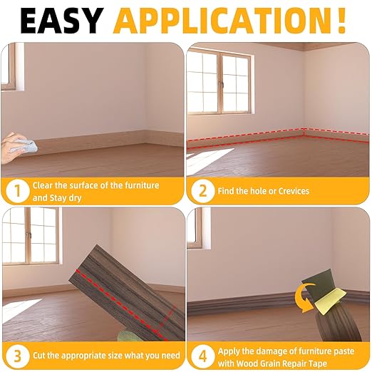 GSCIT Club Wood Grain Repair Tape, 2.3 inch X 15ft Self Adhesive Walnut Grain Repair Patch for Tables, Chairs, Baseboards, Doors, Windows, Floors, Handicraft DIY.