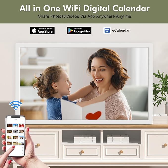 24" Digital Wall Calendar Chore-Chart-for-Planner - Touchscreen Display Smart Calendar for Family Monthly/Weekly Planner, To Do List Notepad, Streamline Household Organization, Desk Mount Included